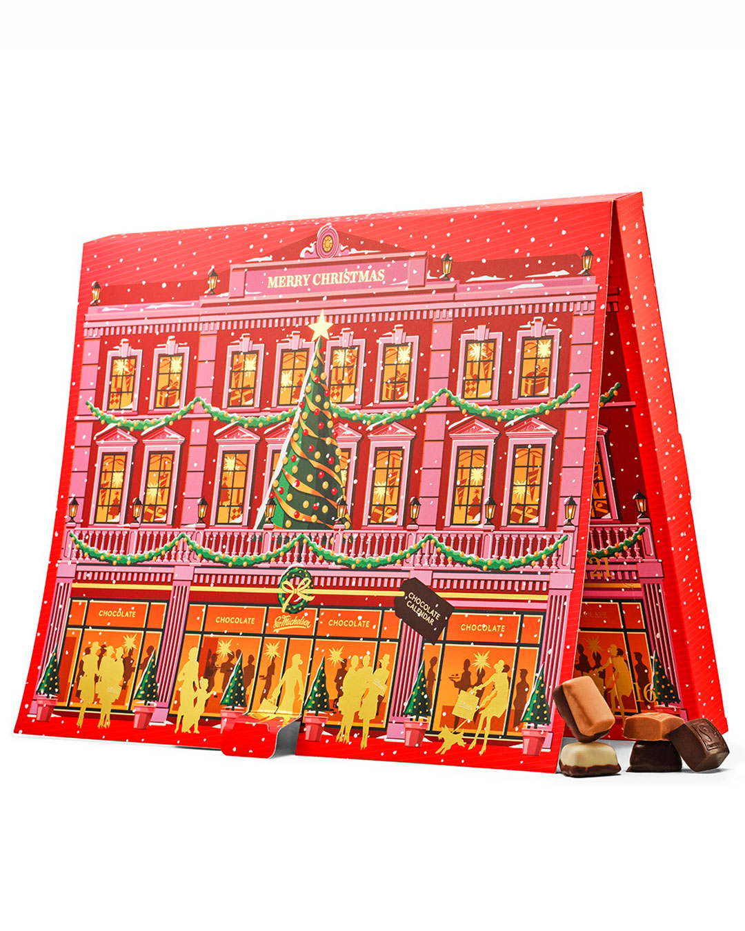 Indbydende julekalender med fyldt chokolade - 255 g