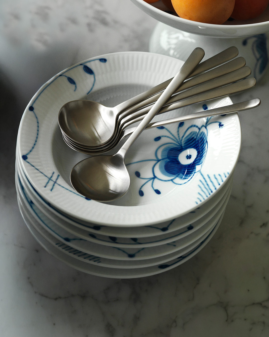 Elegant Blå Mega Riflet dyb tallerken, 17 cm - 2 stk