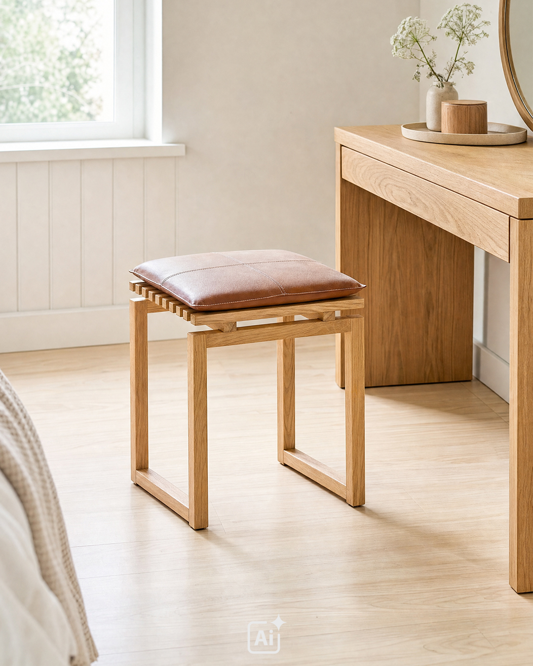 Fleksibel skammel i naturligt design