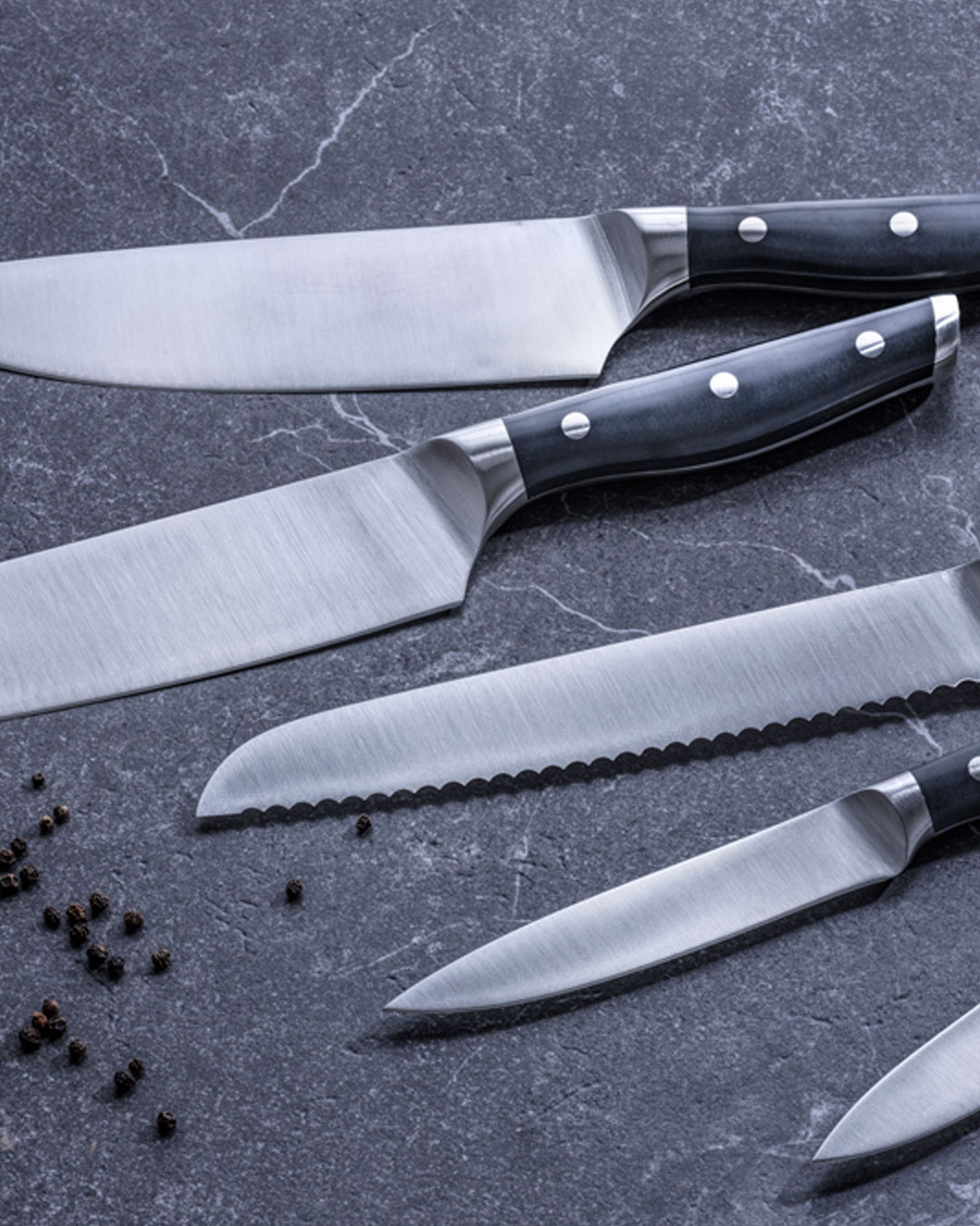 Professionelt knivsæt til alle køkkenopgaver - 5 stk