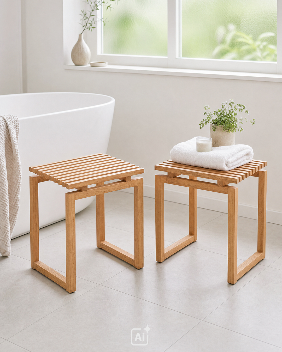 Fleksibel skammel i naturligt design - 2 stk