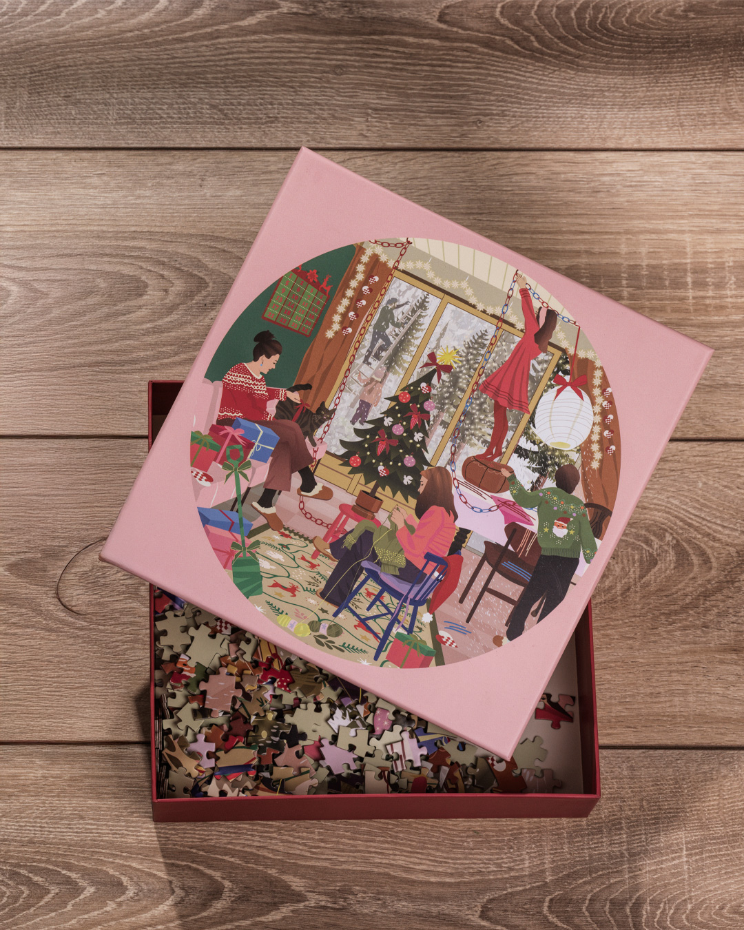 Hyggeligt familiepuslespil med julemotiv