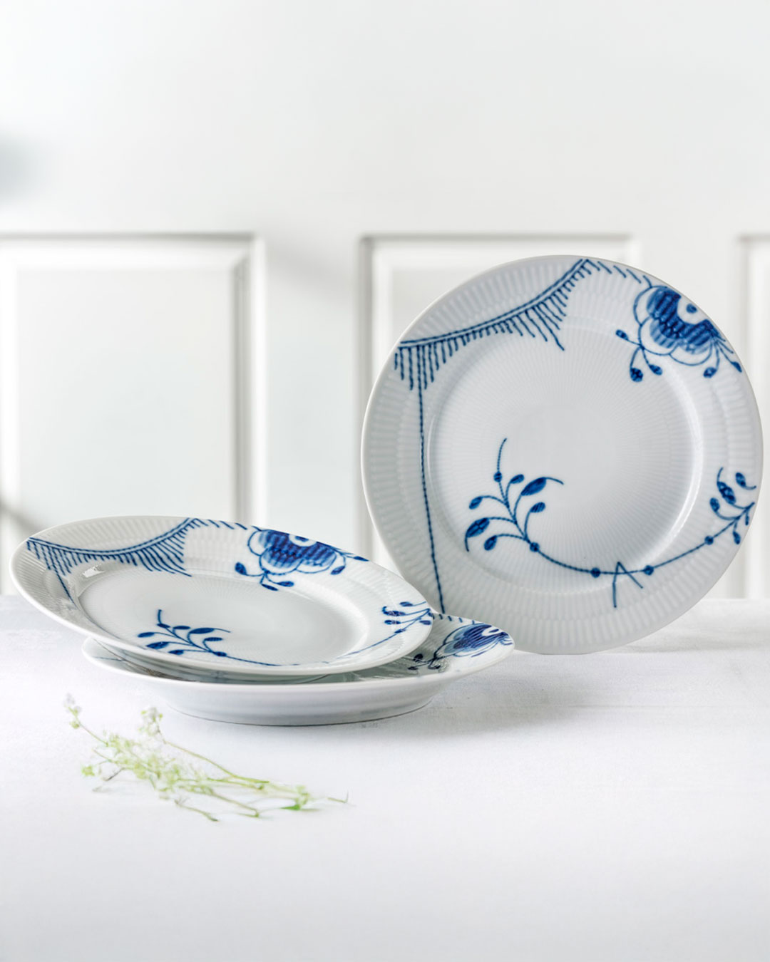 Blå Mega Riflede frokosttallerkener, 19 cm - 3 stk