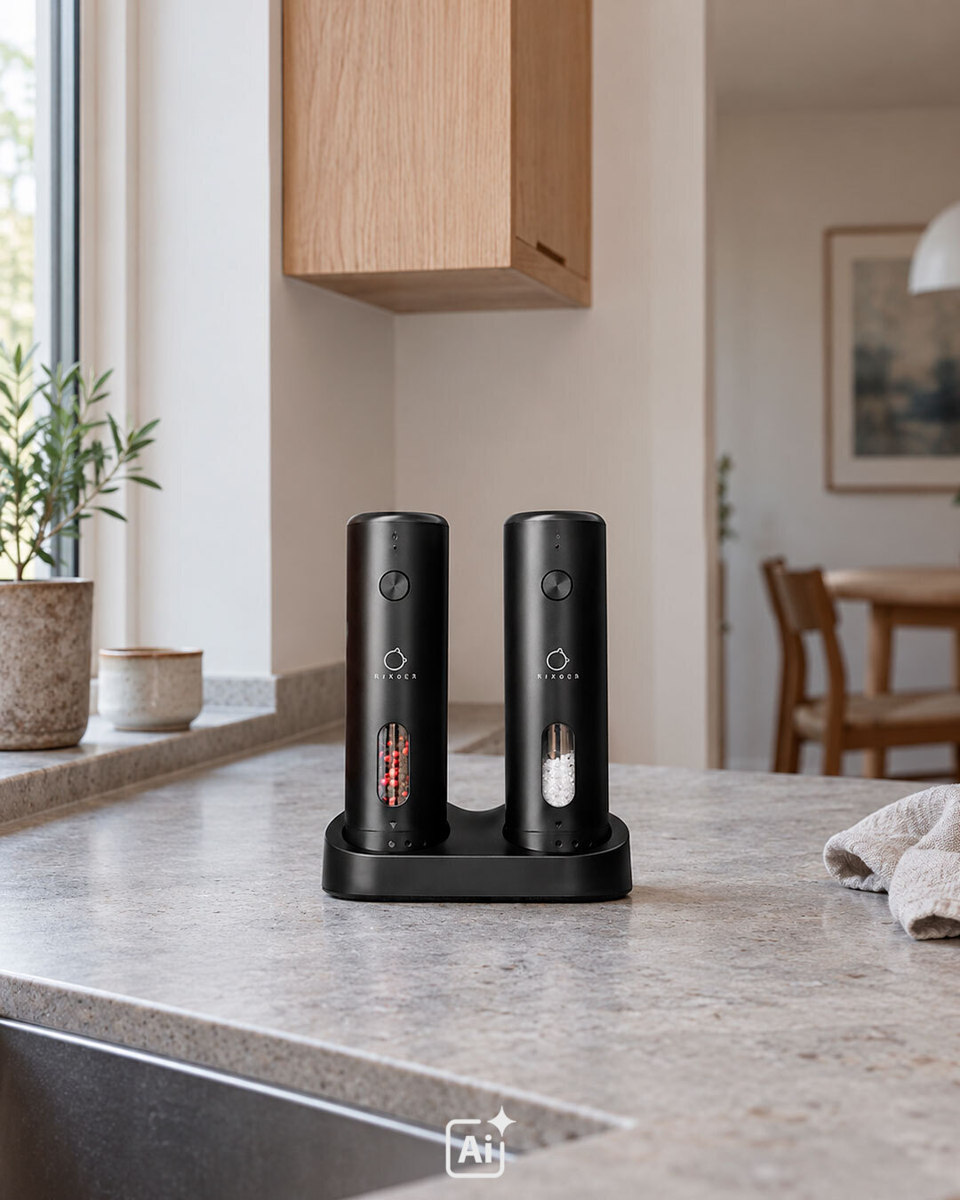 Elektriskt salt- och pepparset i stilren design