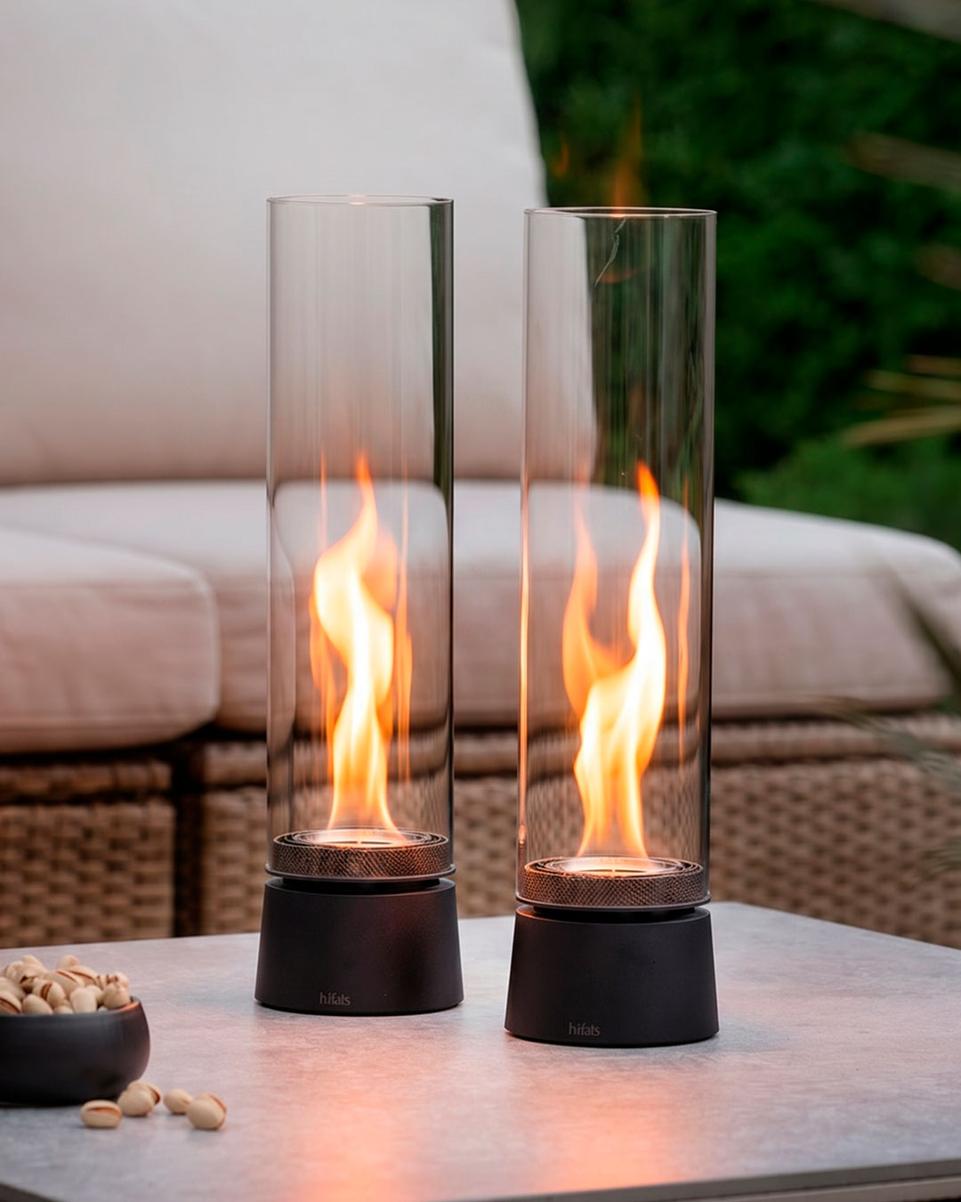 Dekorativ biopejs med roterende flamme - 2 stk
