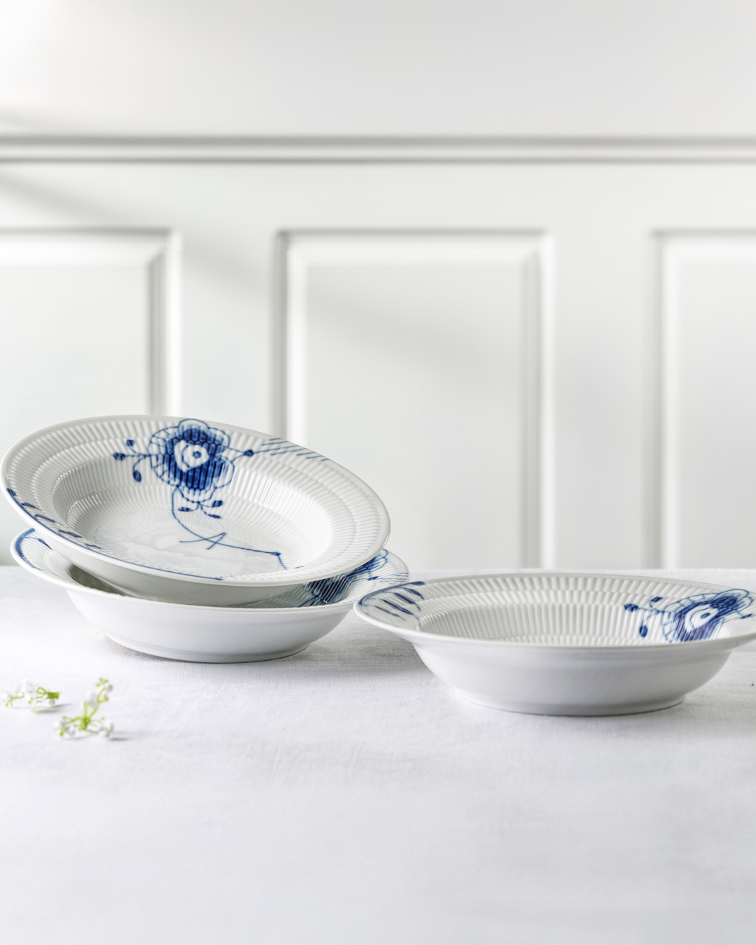 Elegant Blå Mega Riflet dyb tallerken, 21 cm - 3 stk
