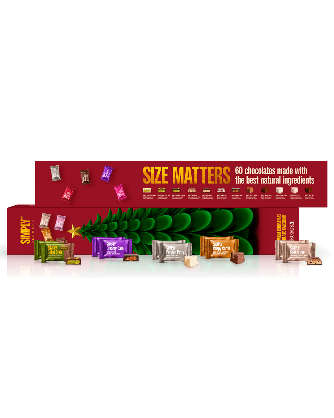 Julekalender med 60 chokolade bites – 600 g