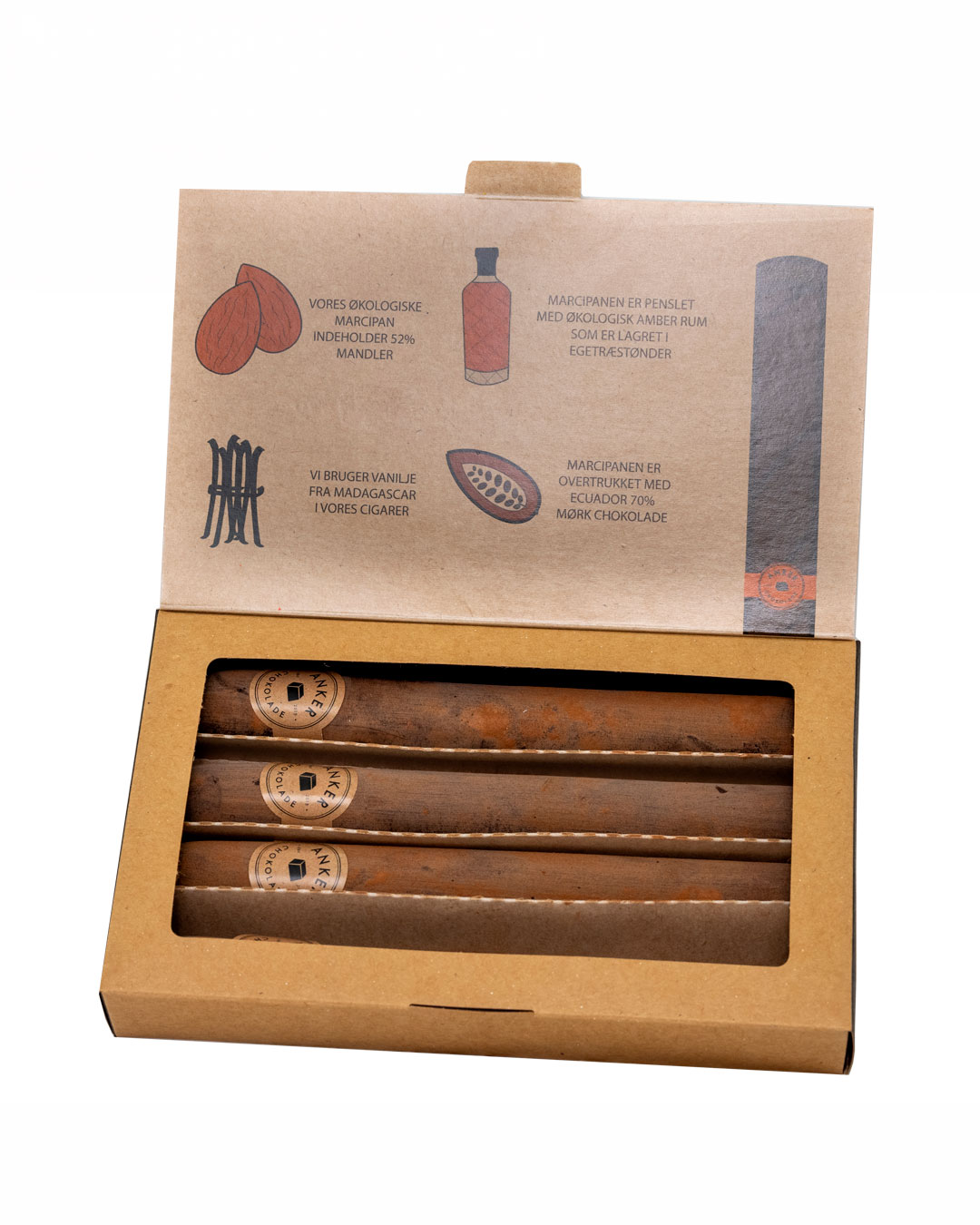 Delikate marcipancigarer med mørk chokolade - 240 g