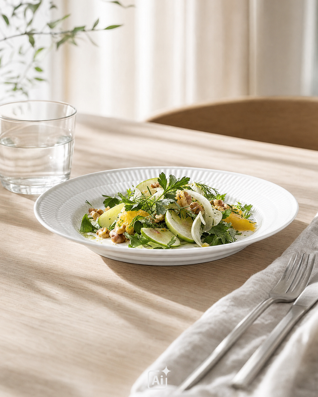 Elegant Hvid Riflet frokosttallerken - 19 cm