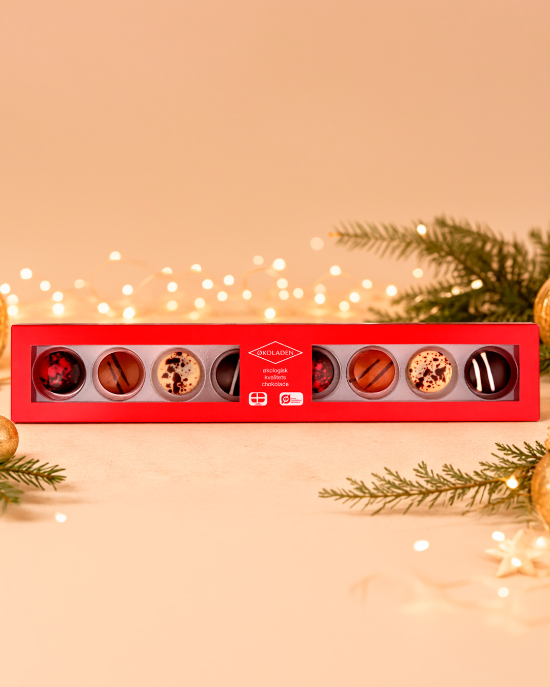 Økologiske fyldte chokolader med fire smage