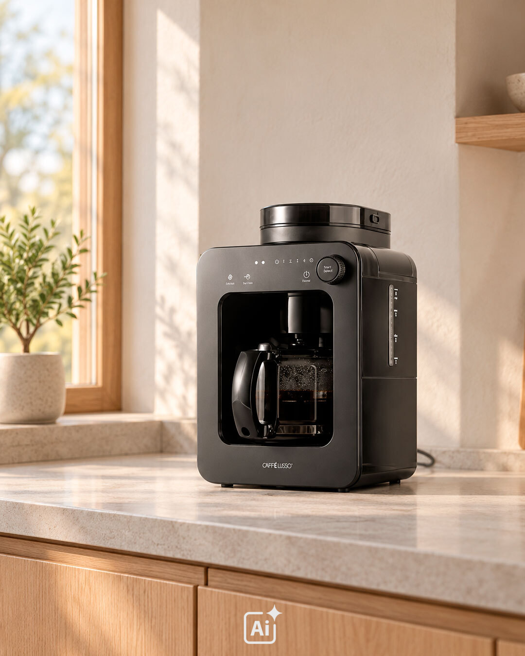 Automatisk kaffemaskin med integrerad kvarn