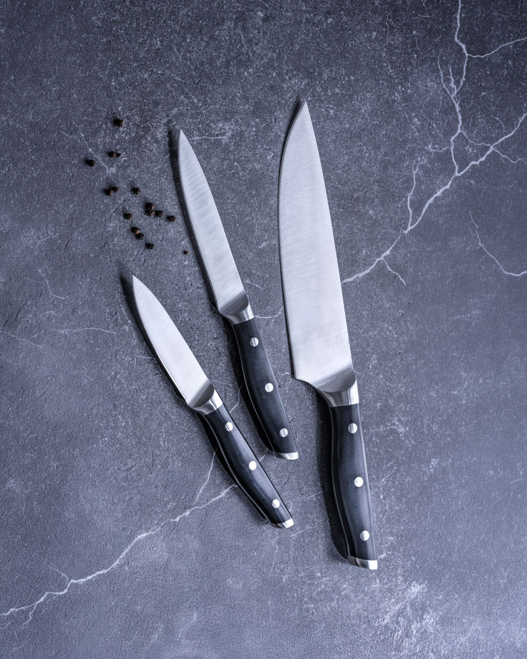 Professionelt knivsæt i nordisk design - 3 dele
