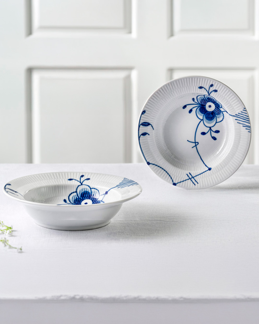 Elegant Blå Mega Riflet dyb tallerken, 17 cm - 2 stk