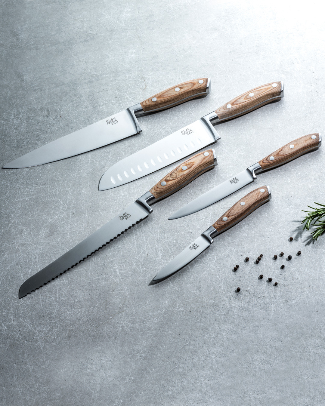 Eksklusive knive i tysk stål – 5 stk