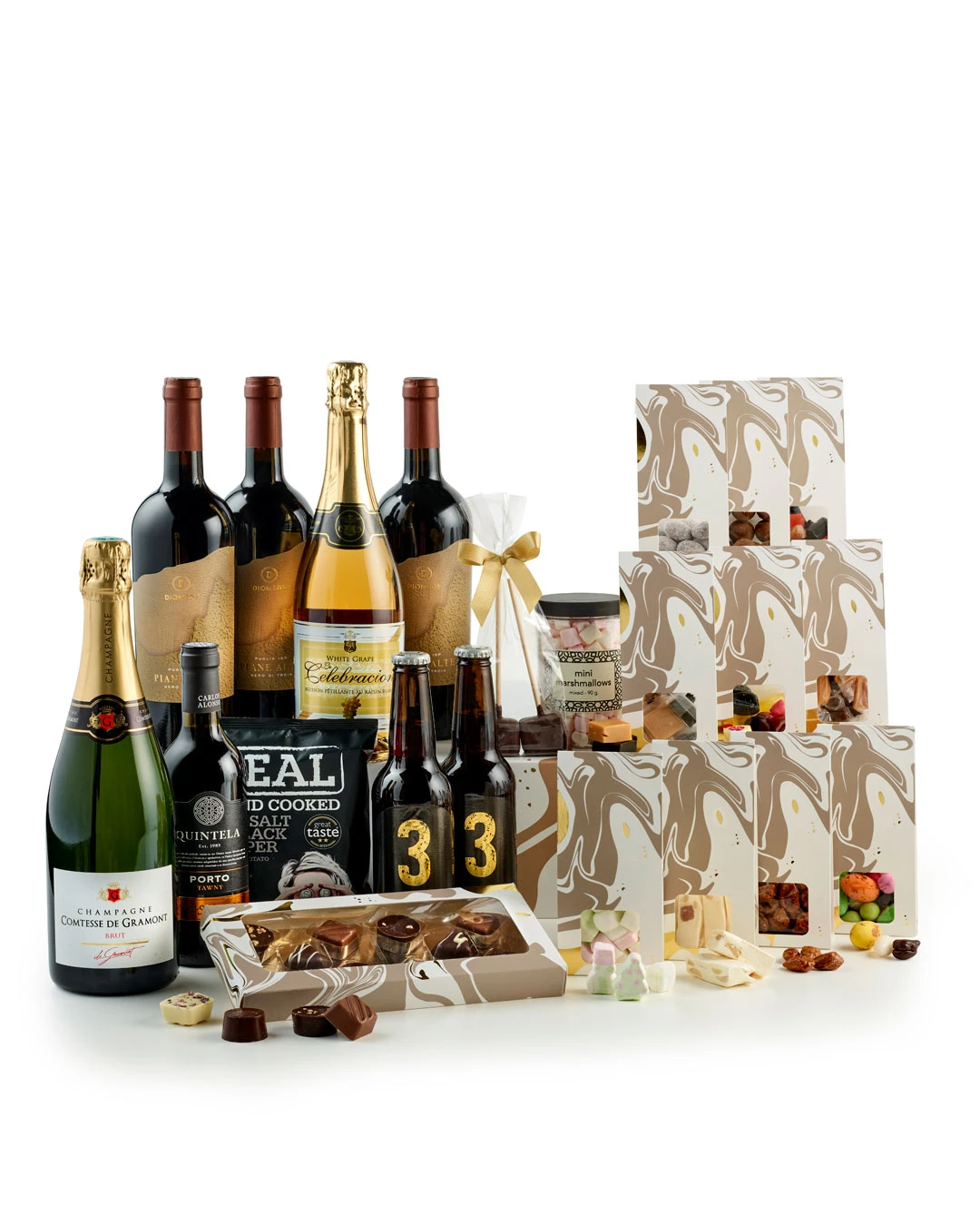Fabrikkens juleæske med vin og søde favoritter
