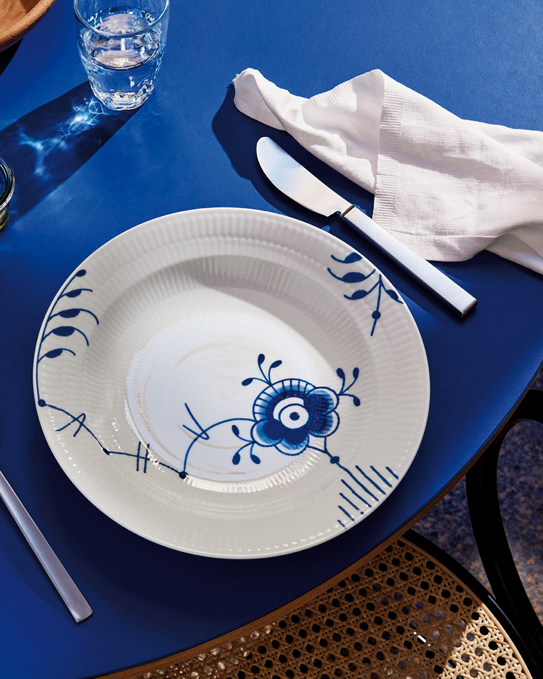 Elegant Blå Mega Riflet dyb tallerken - 27cm