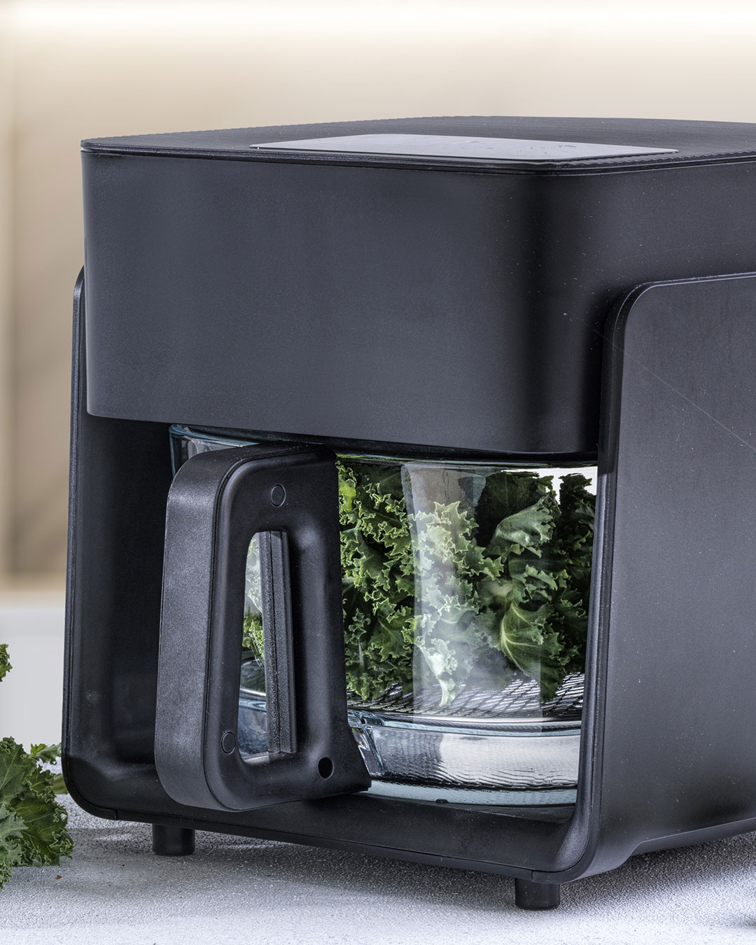 Airfryer med gennemsigtig glasskuffe