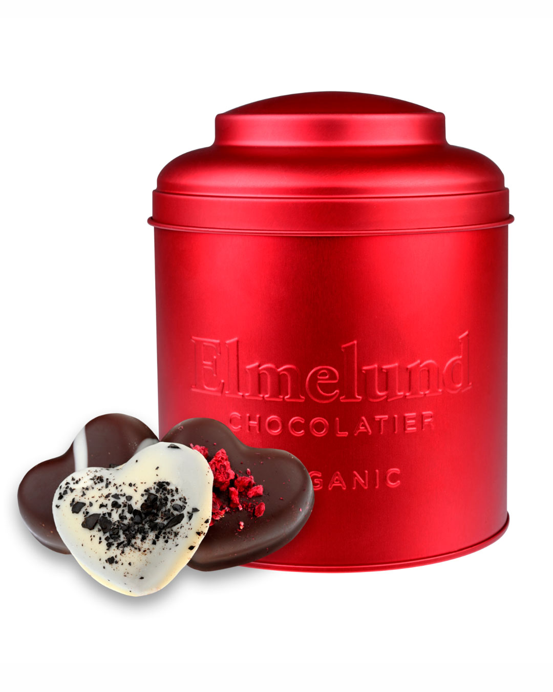 Smuk Metaldåse med marcipanhjerter - 150 g