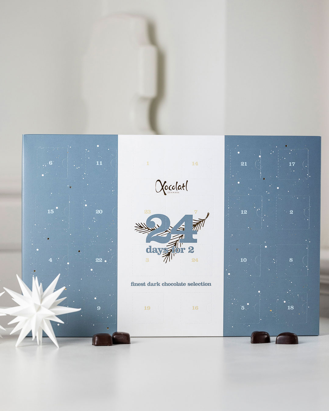 Smagfuld mørk chokoladejulekalender for to - 420 g