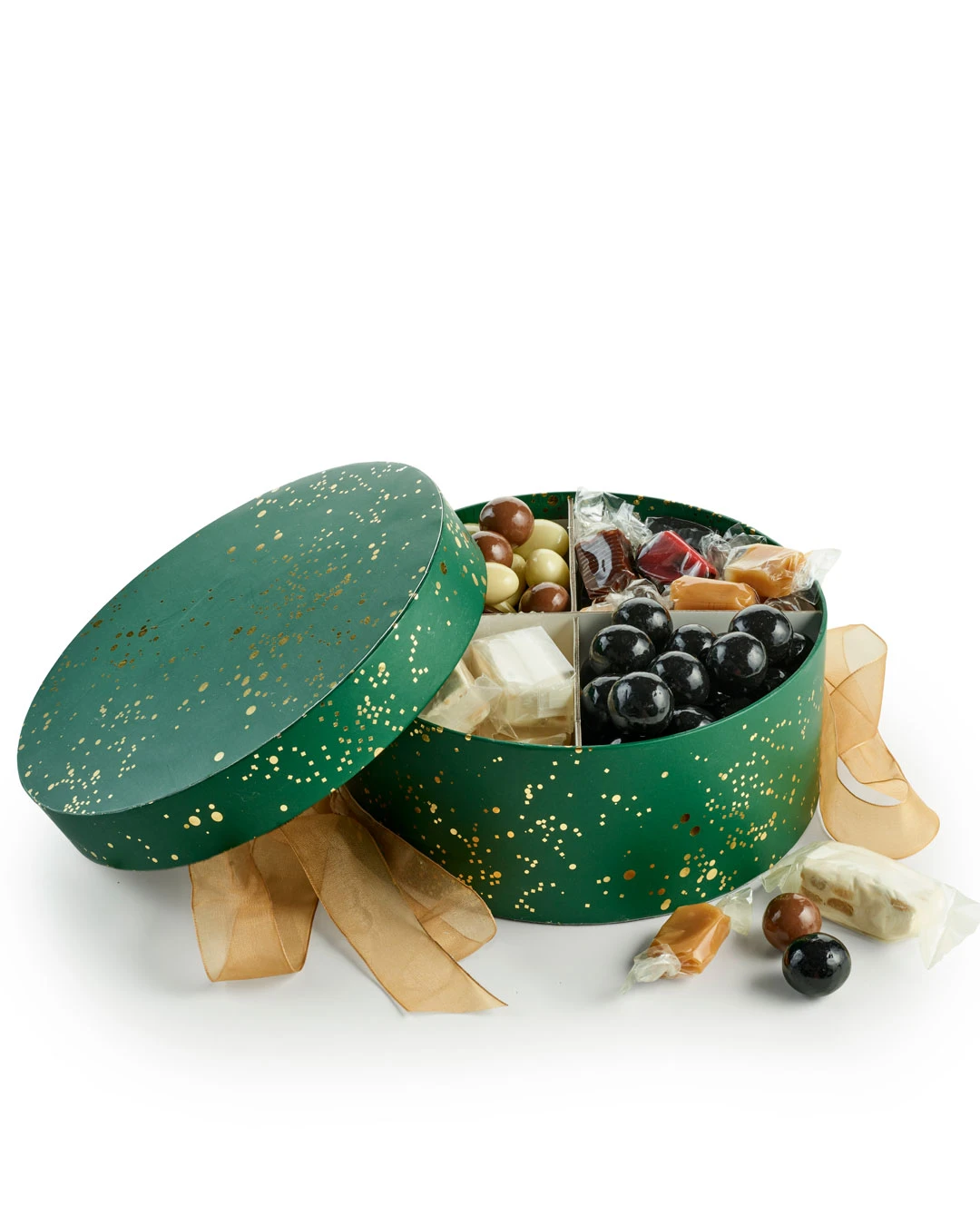 Elegant hatteæske med julegodter - 850 g