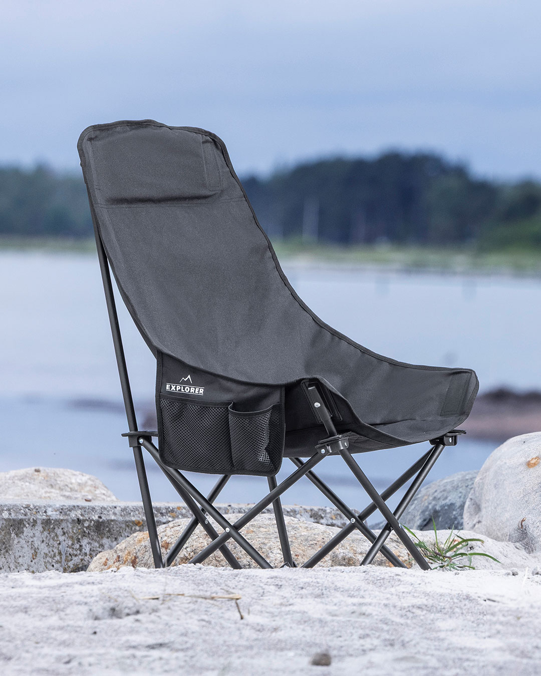 Sammenklappelig campingstol med bæretaske