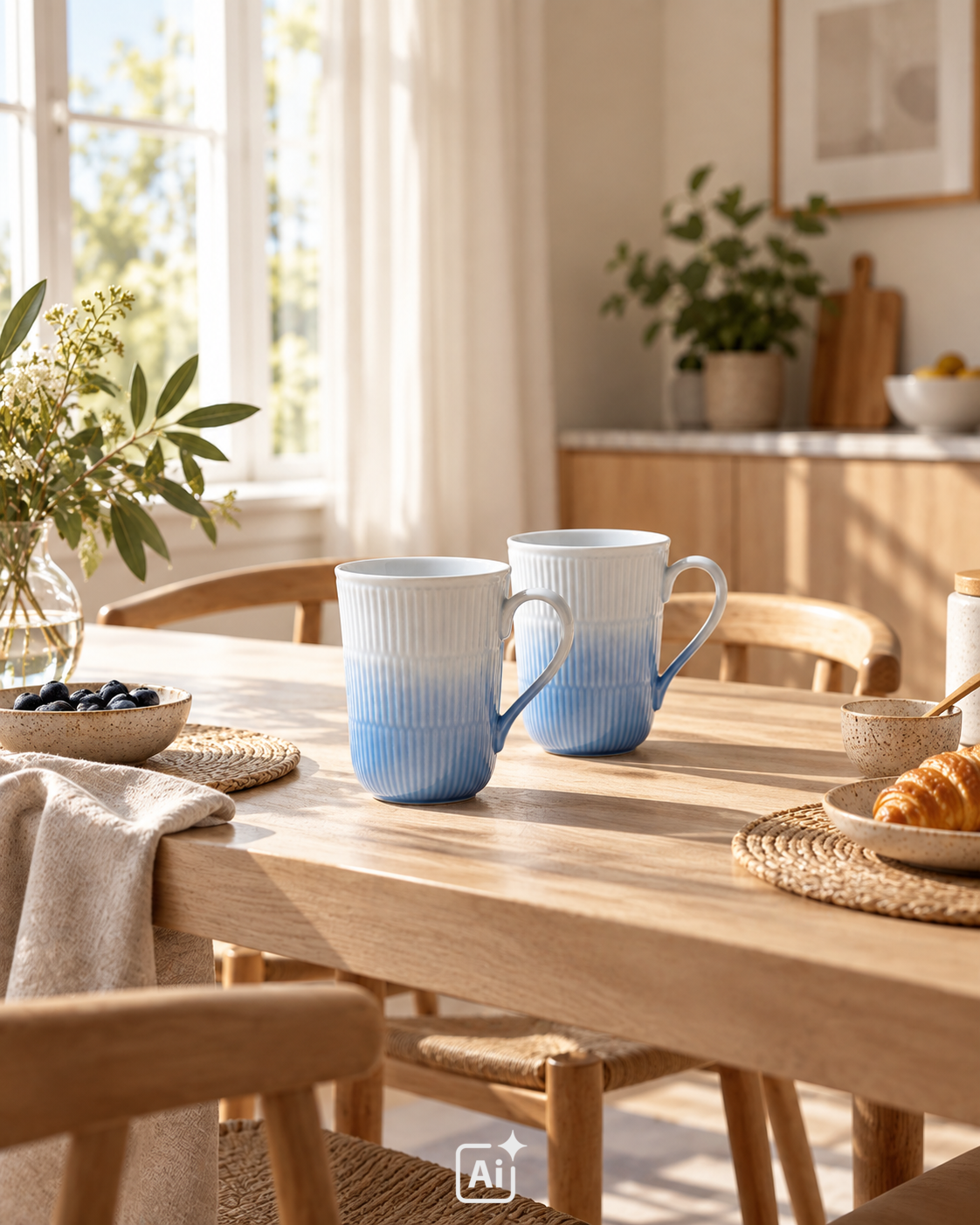 Smukke Iris krus med blå farvegradient - 2 stk