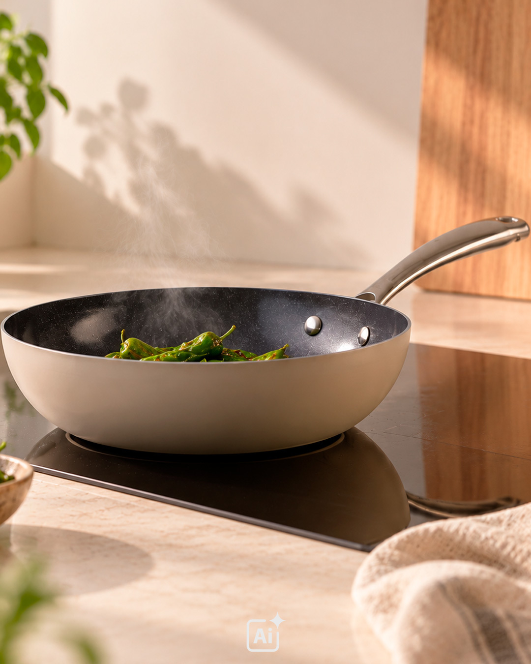 Rymlig wok i återvunnet aluminium