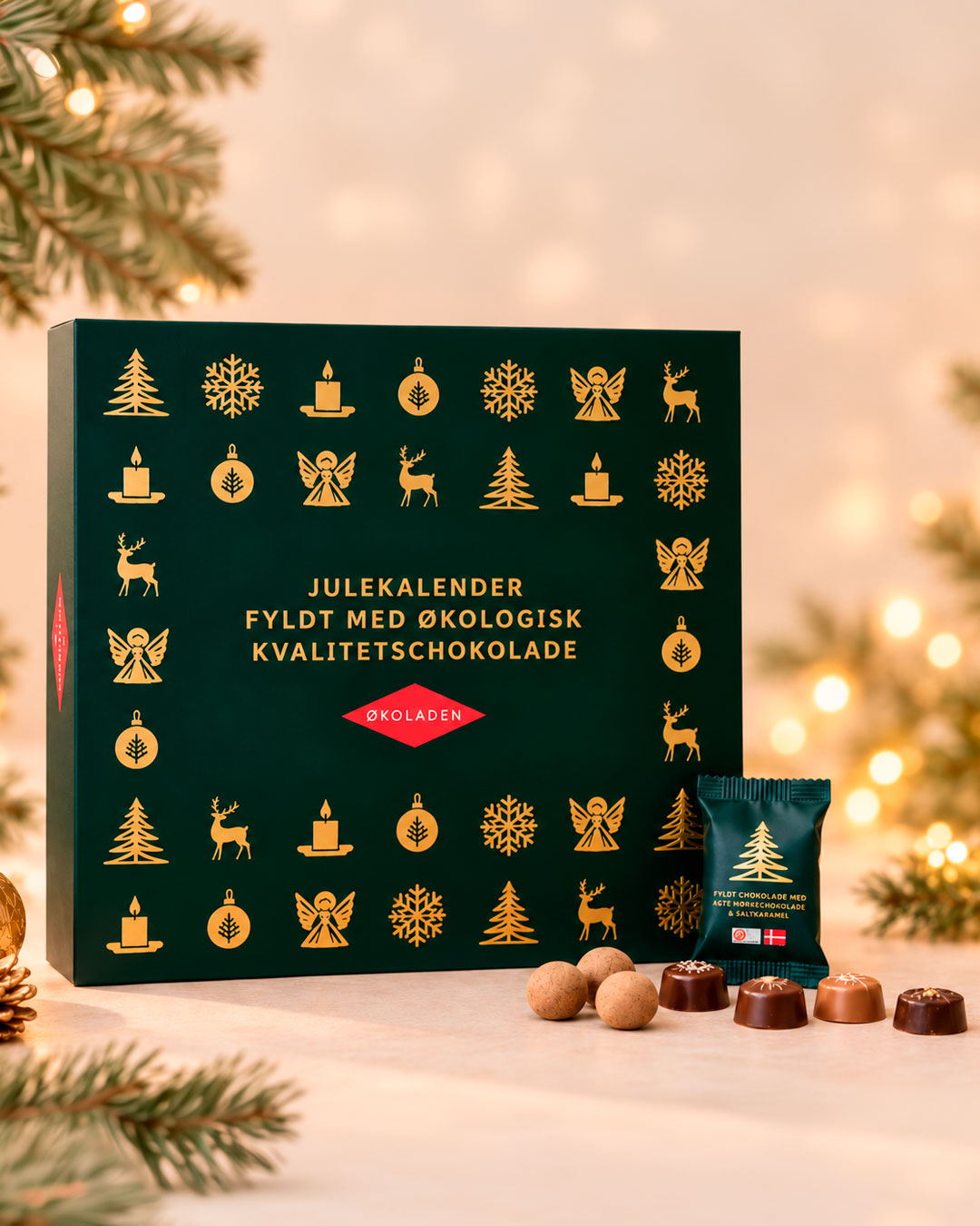 Julekalender med økologisk chokoladehåndværk - 310 g
