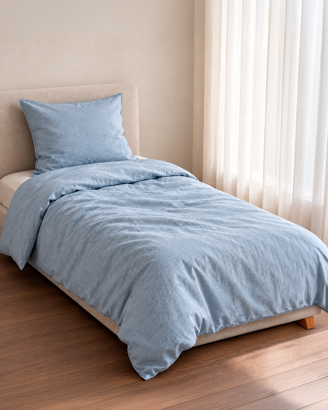 Påslakanset i chambray med elegant textur