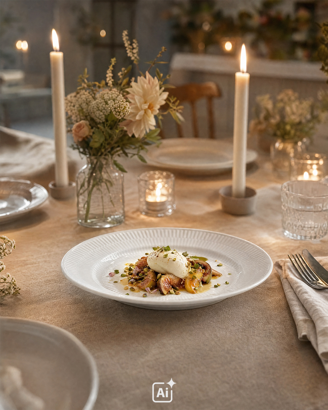 Elegant Hvid Riflet frokosttallerken - 19 cm