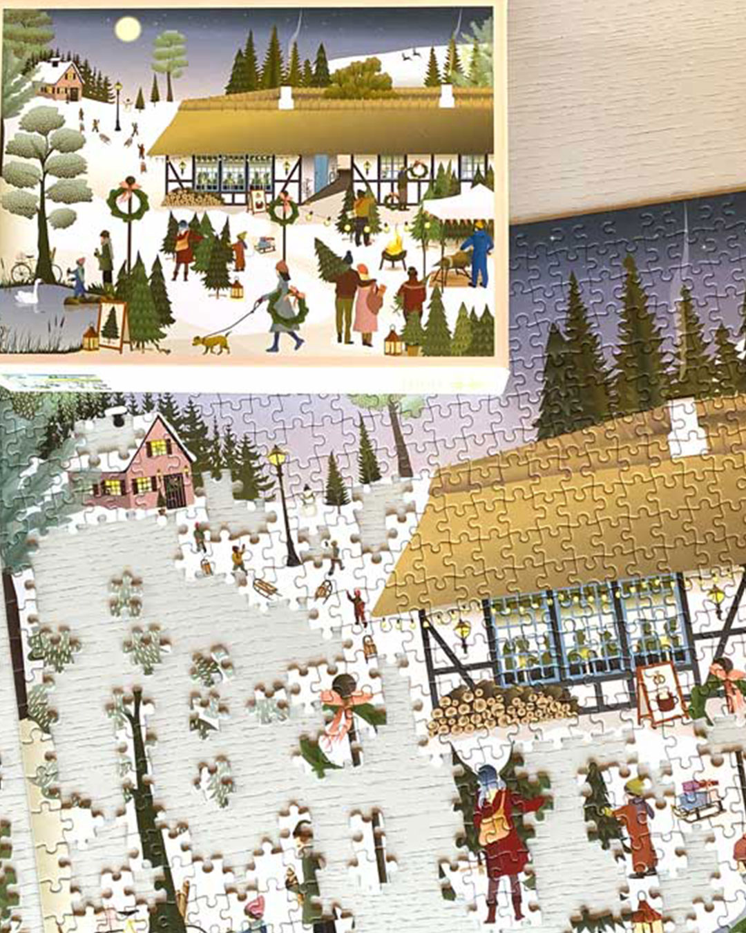 Julepuslespil med nordisk vintermotiv