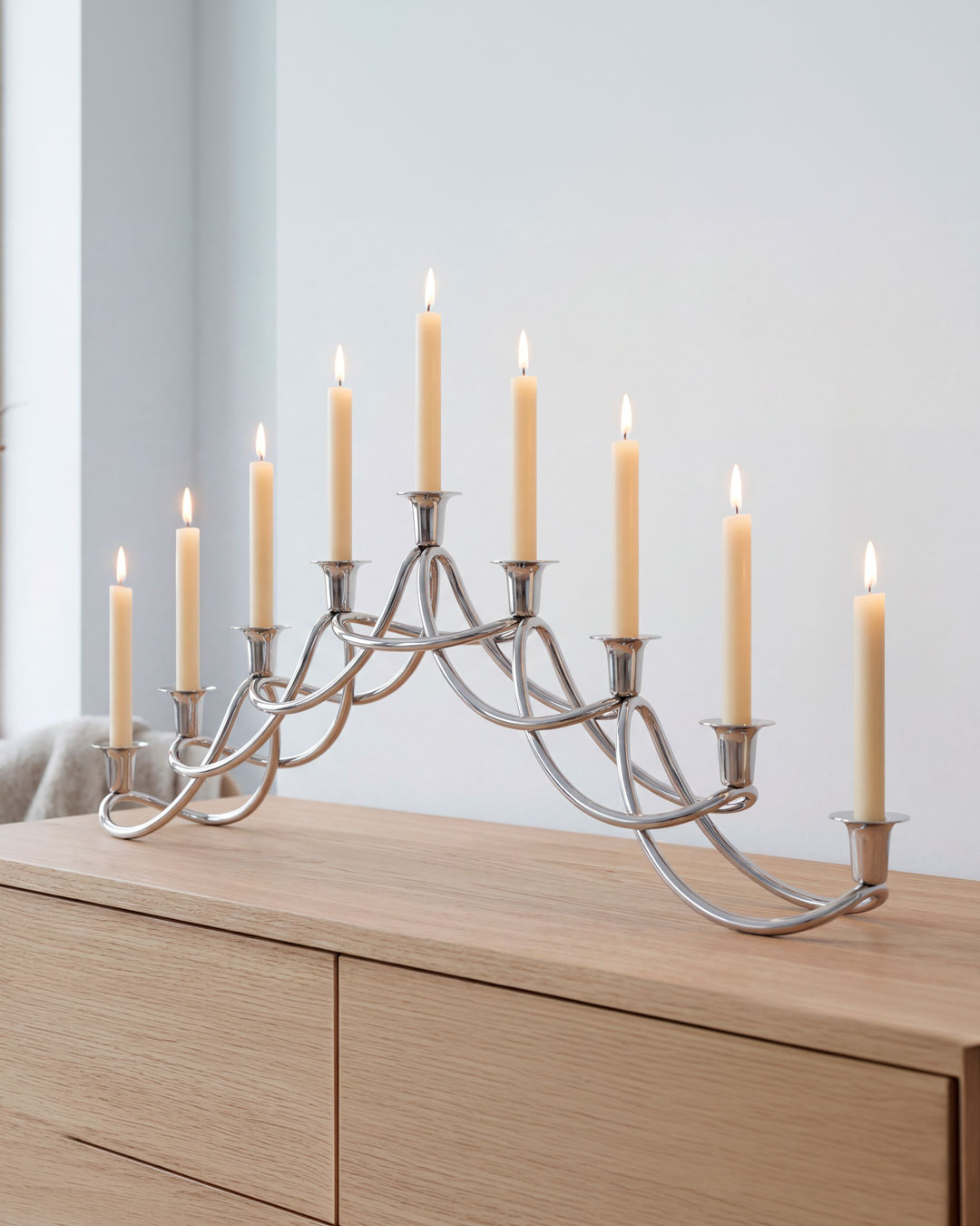 Elegant Harmony lysestage i rustfrit stål