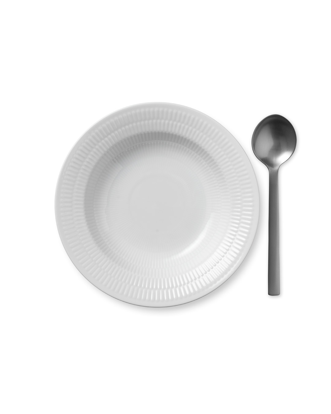 Elegant Hvid Riflet dyb tallerken - 21 cm