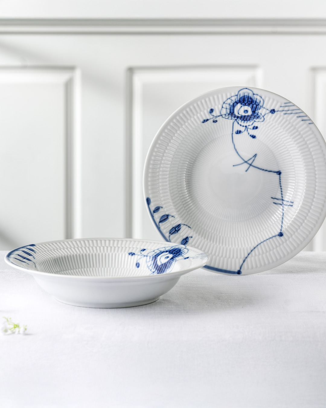 Elegant Blå Mega Riflet dyb tallerken, 21 cm - 2 stk