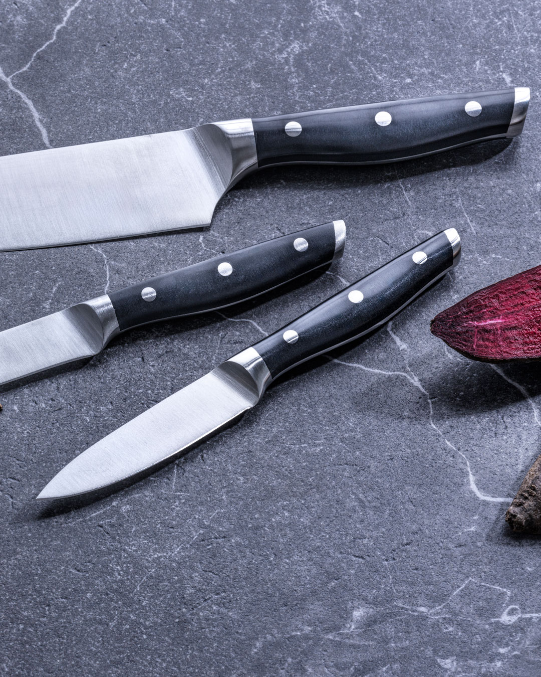 Professionelt knivsæt i nordisk design - 3 dele