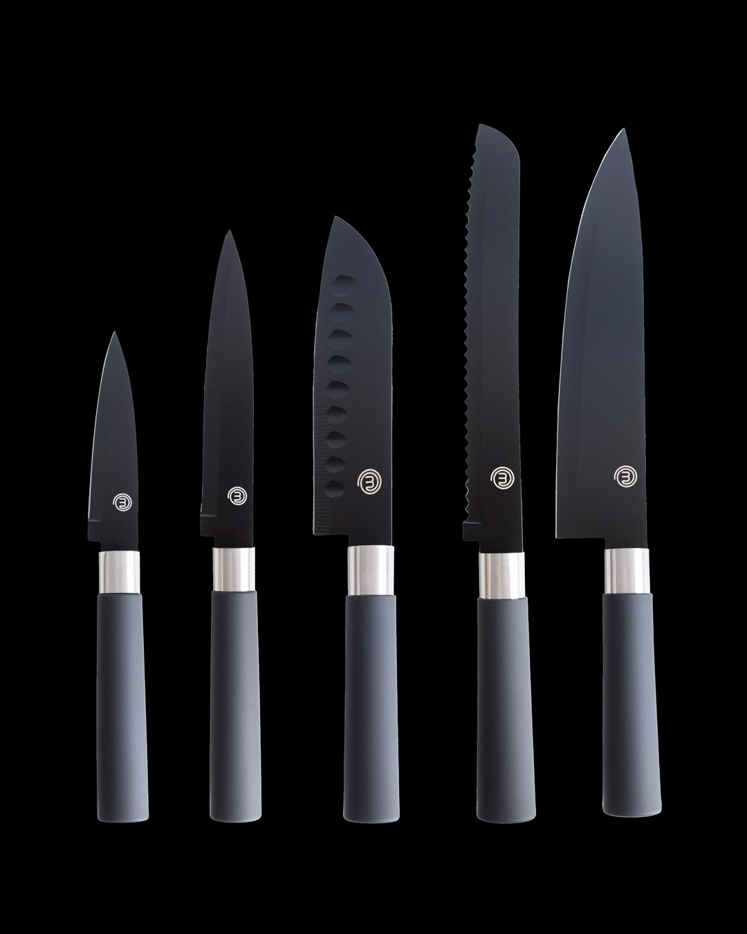 Moderne knivsæt med non-stick belægning - 5 stk