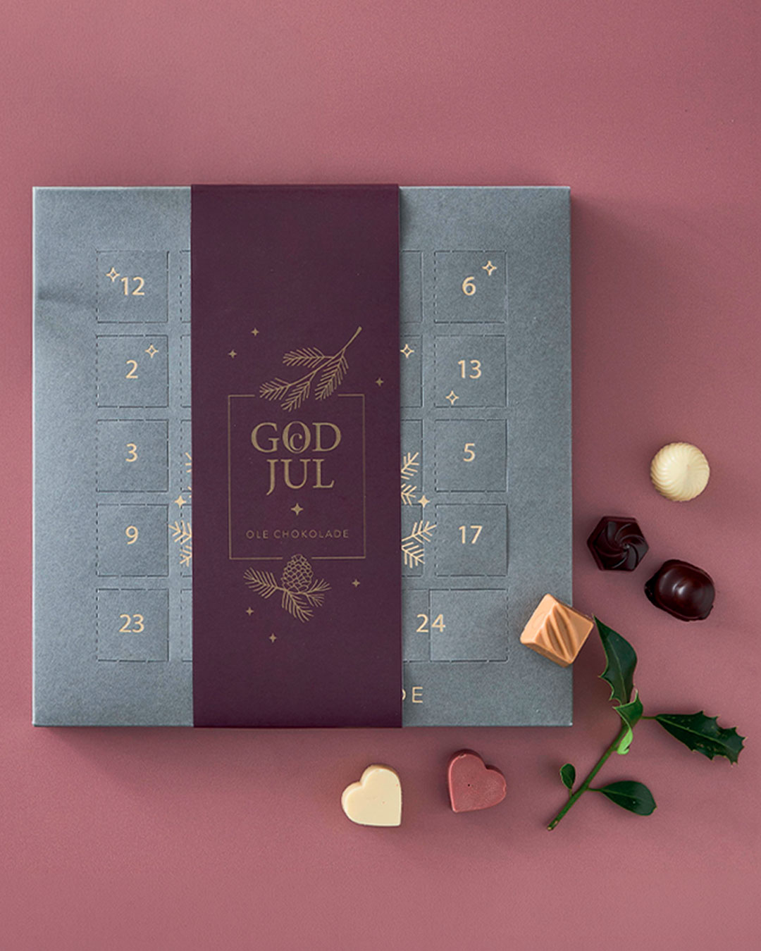 Klassisk julekalender med håndlavet chokolade - 275 g