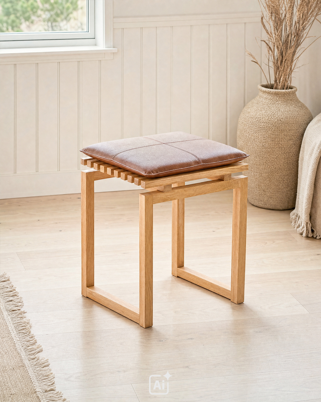 Fleksibel skammel i naturligt design