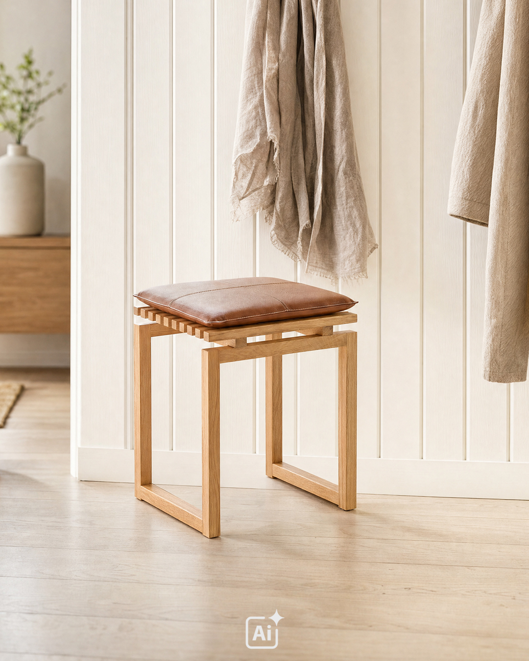 Fleksibel skammel i naturligt design