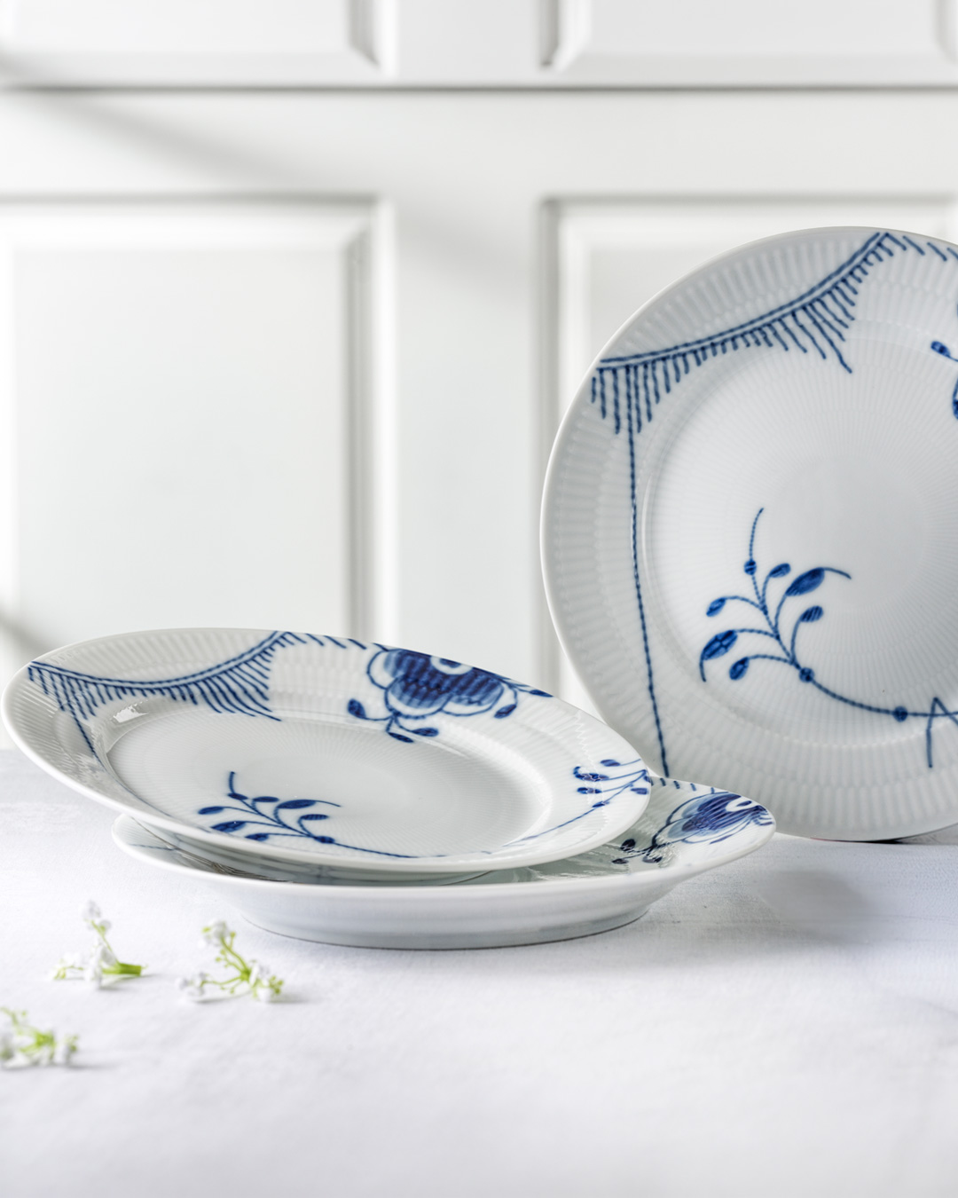 Elegant Blå Mega Riflet tallerken, 27 cm – 3 stk