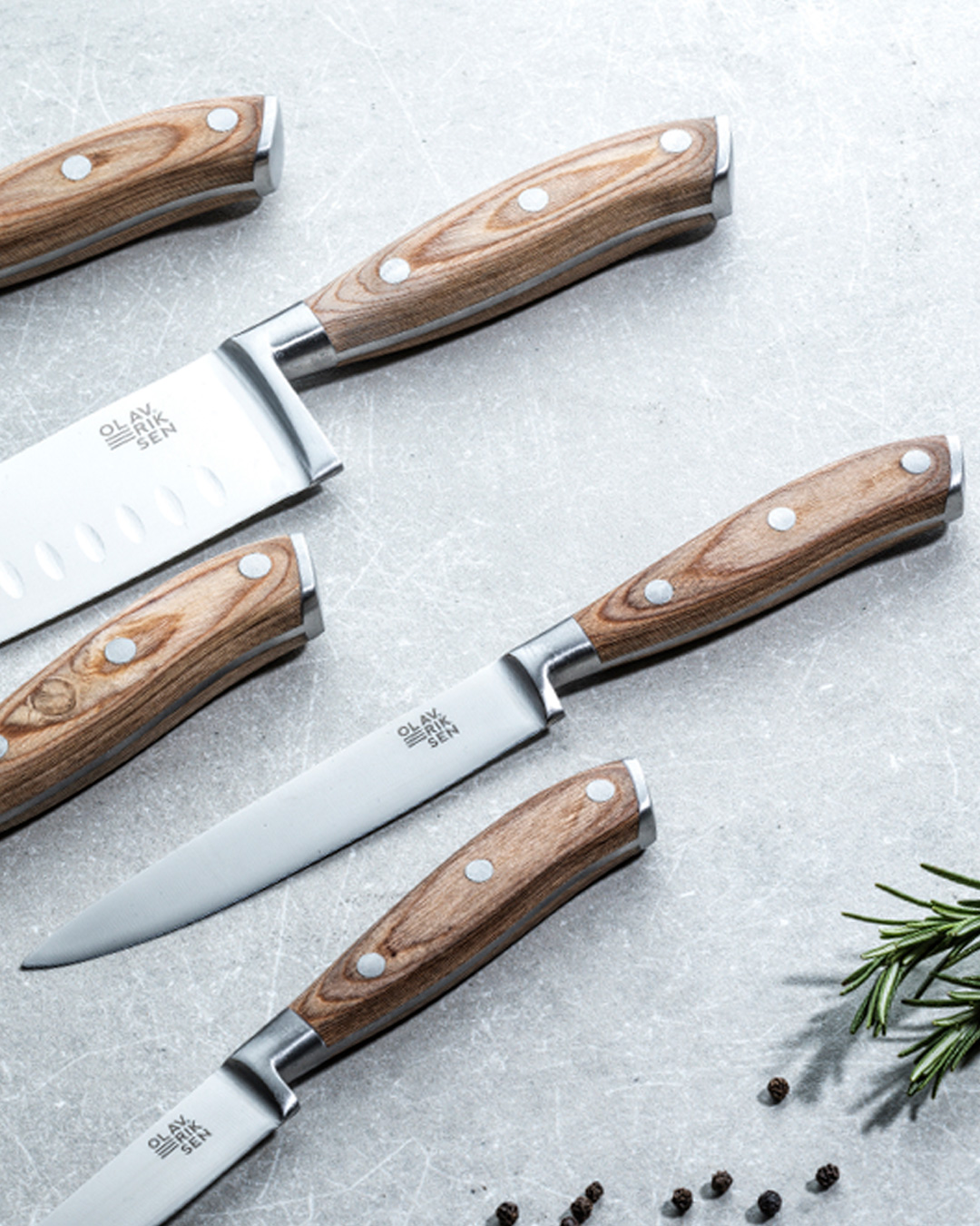 Eksklusive knive i tysk stål – 5 stk