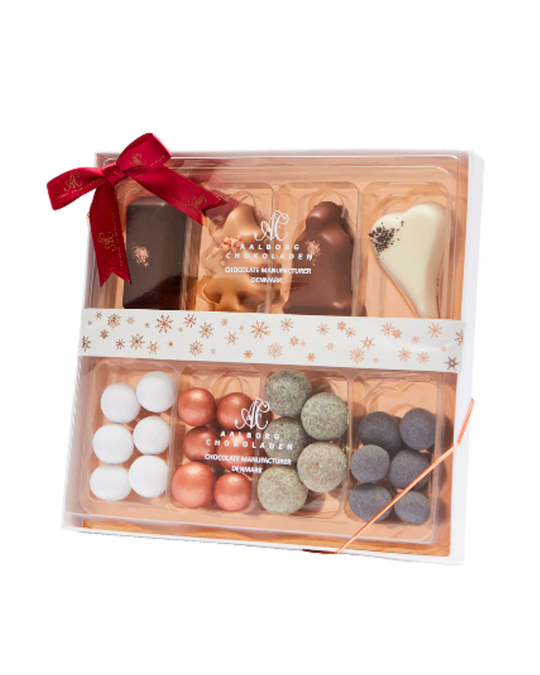 Stor juleæske med dragéer og figurer - 200 g