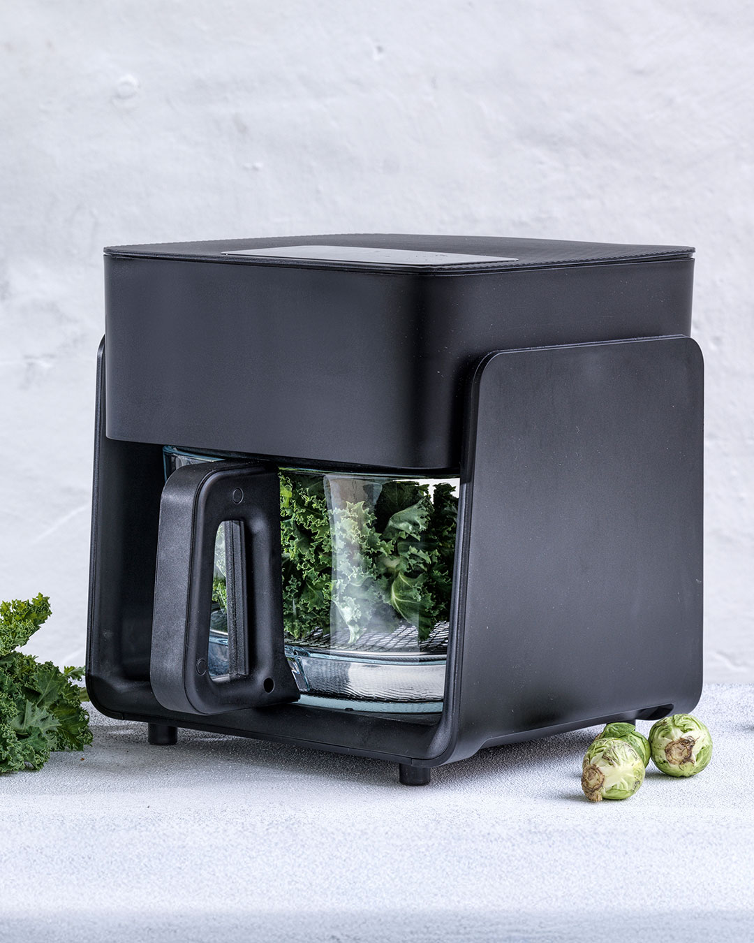 Airfryer med gennemsigtig glasskuffe