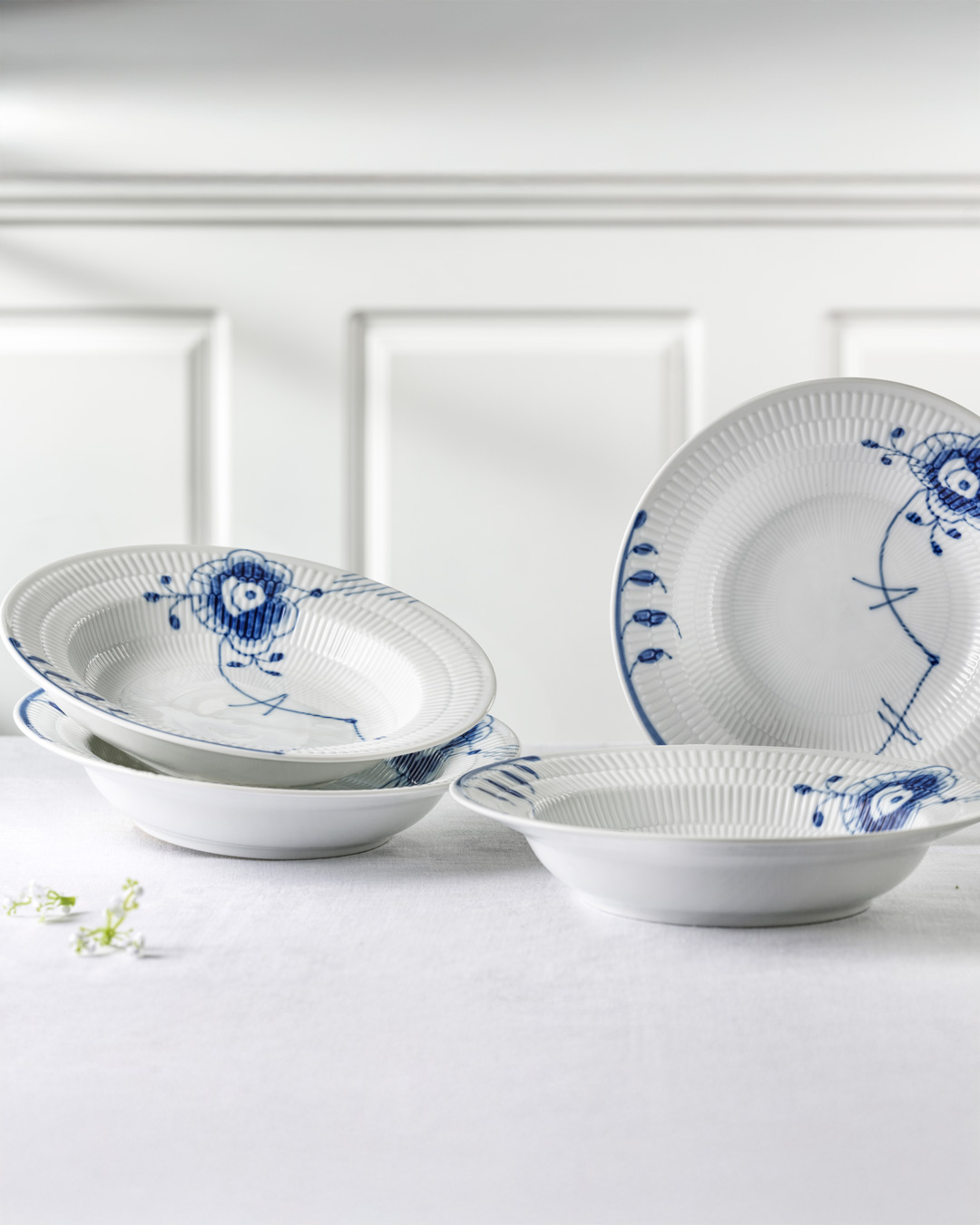 Elegant Blå Mega Riflet dyb tallerken, 21 cm - 4 stk