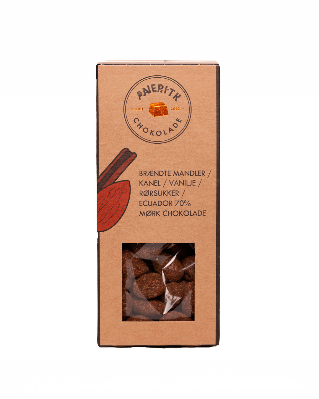 Smagfulde brændte mandler med mørk chokolade - 105 g