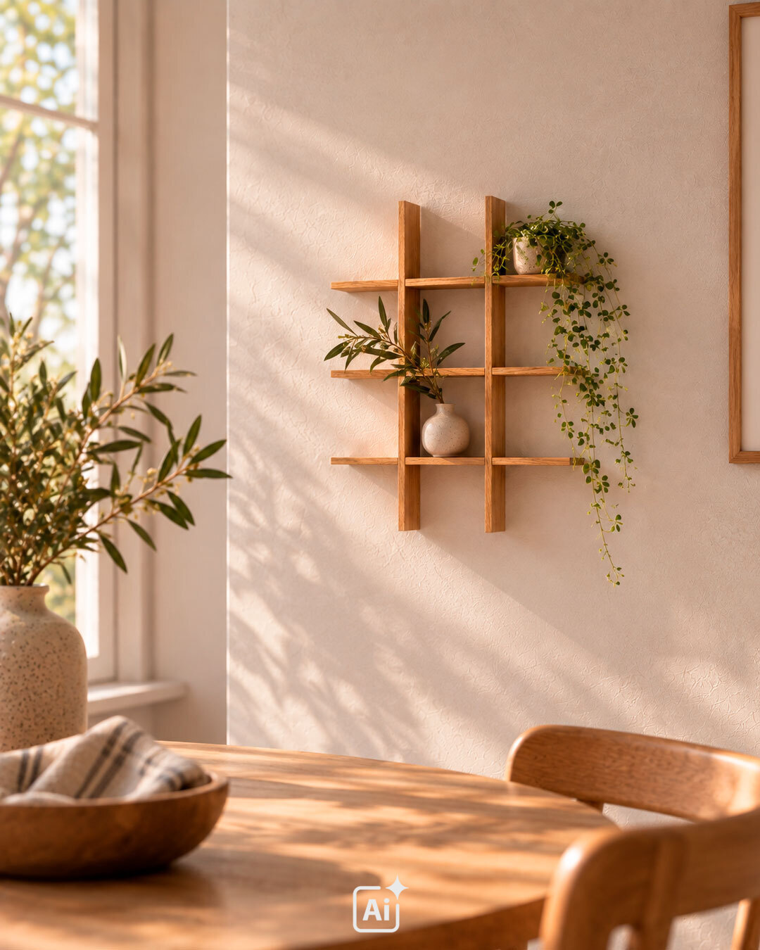 Rå reol i organisk og funktionelt design