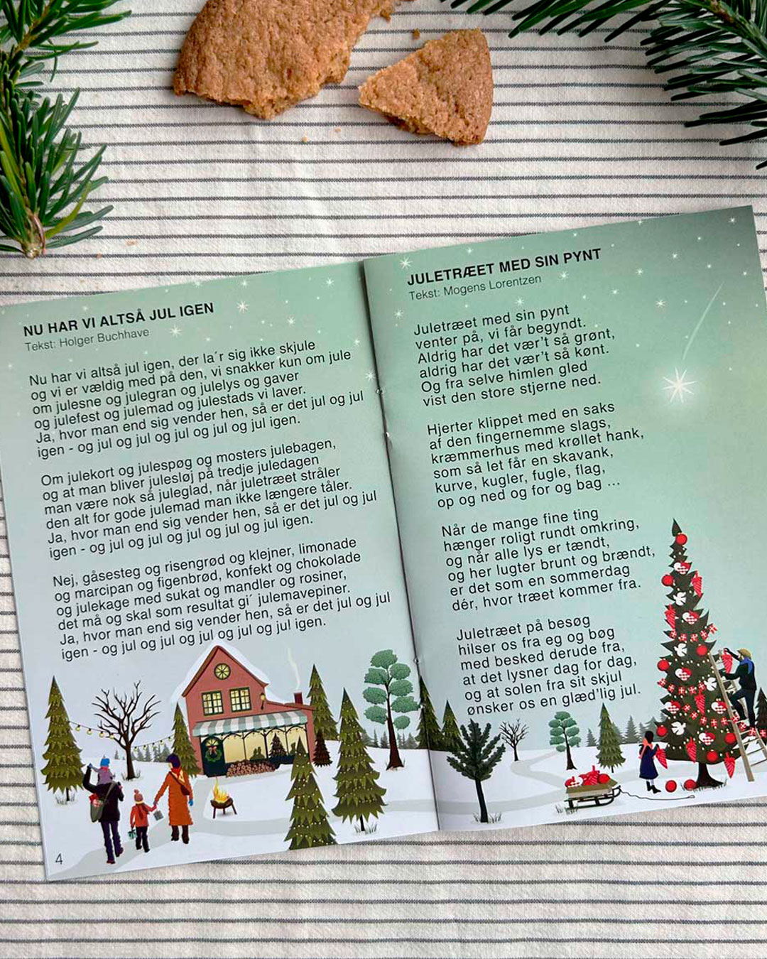 Julesanghæfter med hyggelige illustrationer