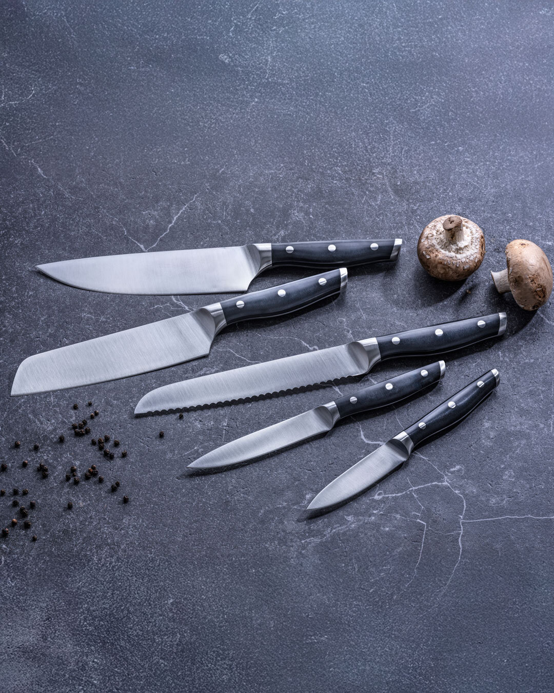 Professionelt knivsæt til alle køkkenopgaver - 5 stk