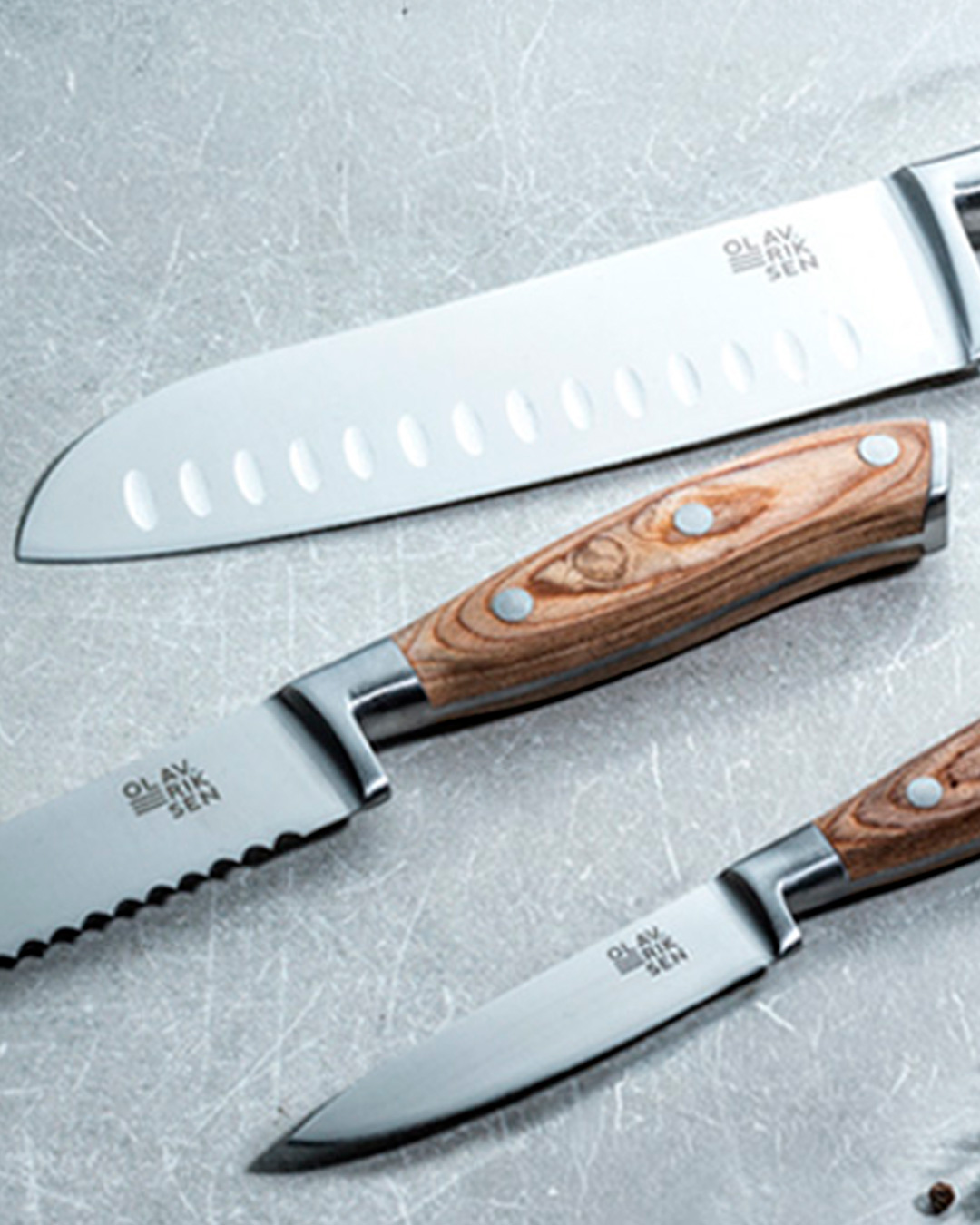 Eksklusive knive i tysk stål – 3 stk