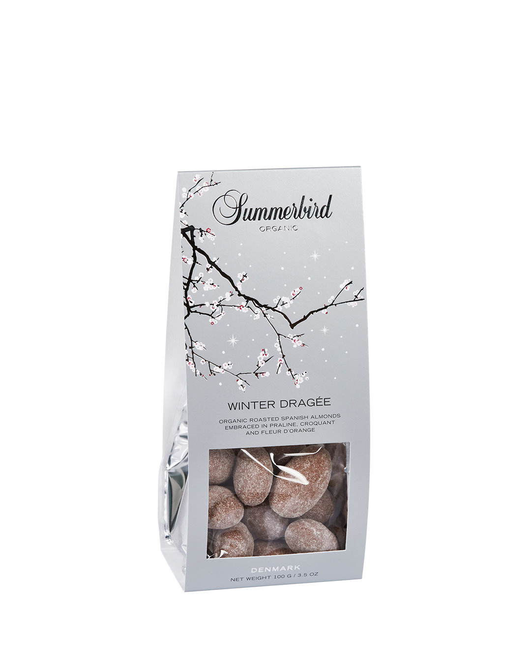 Elegant gavepose med dragerede mandler - 100 g